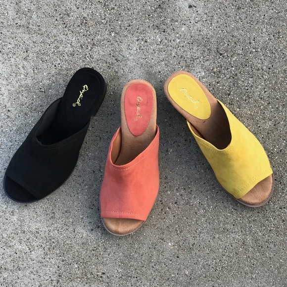1 Left! Qupid Coral Suede Slide In Heel Mule 5.5 - Picture 5 of 8